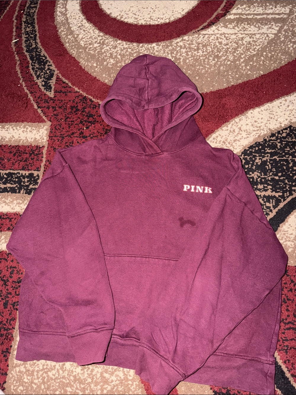 PINK Maroon Hooded Sweatshirt
